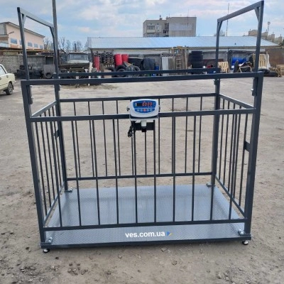 Весы для взвешивания животных, свиней, крс 1500х2000 мм с оградкой 1500 мм до 300 кг, 500 кг, 1т, 2т VTP-G-1520 Горизонт