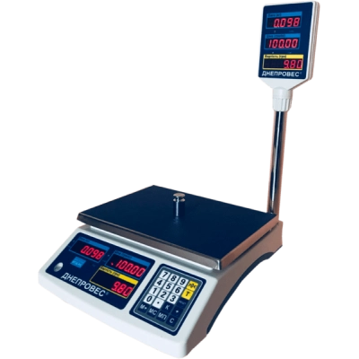 Торгові ваги до 30 кг Днепровес ВТД-РС, точність 10 грам (RS-232)