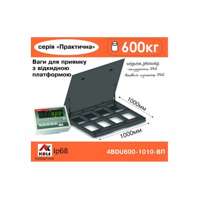 Весы платформенные с откидной платформой 4BDU600-1212ВП-П практичные 1250х1250 мм (до 600 кг)