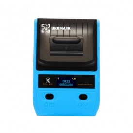 Портативний термопринтер UKRMARK DP23BL, USB/Bluetooth, рулони 15-58 мм, для чеків/етикеток, синій. Друк на термопапері та полімерних етикетках