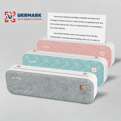 Портативный аккумуляторный термопринтер UKRMARK A40GN для печати на термобумаге А4, Bluetooth/USB, бирюзовый