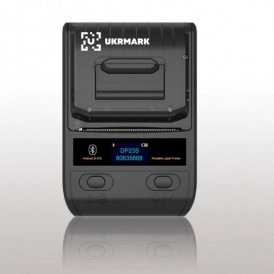 Портативний термопринтер UKRMARK DP23BK, USB/Bluetooth, рулони 15-58 мм, для чеків/етикеток, чорний. Друкує на термопапері та полімерних етикетках