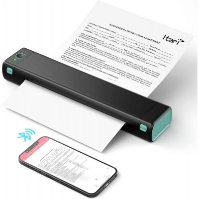 Портативний акумуляторний термопринтер UKRMARK M08-BK для друку на термопапері А4, бездротовий, Bluetooth/USB, чорний