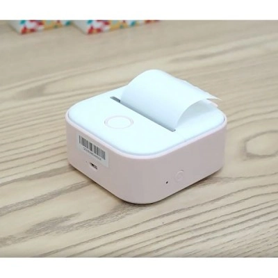 Міні термо принтер UKRMARK P02WT Bluetooth, білий, рулони 50-57 мм, друк на термопапері та полімерних етикетках