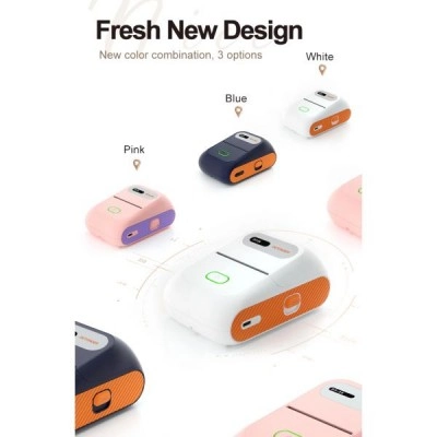 Портативний термопринтер UKRMARK DP26BL Bluetooth, синій, рулон 20 - 58 мм, для друку етикеток і чеків