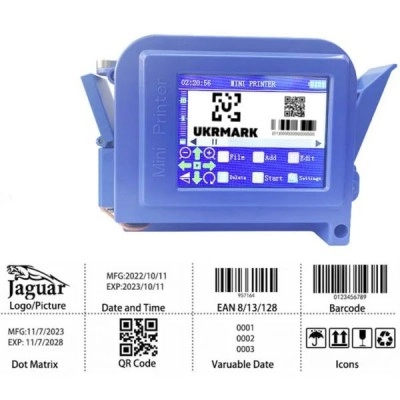 Каплеструйный мини принтер UKRMARK 2601 MINI 12,7мм, синий