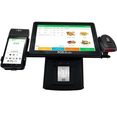 Комплексная касса 5-в-1 SHIVA POS Android 13 для магазина и торговли. POS-терминал + принтер чеков + сканер штрихкодов + держатель + ПО