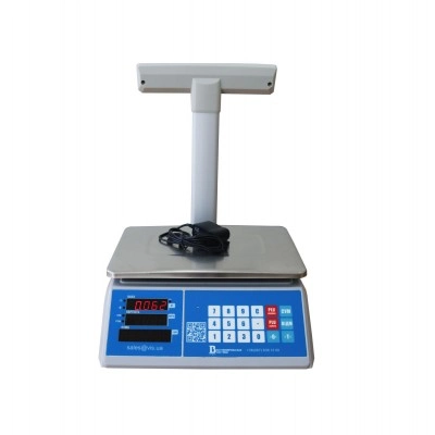 Весы для торговли со стойкой на 15 кг трехдиапазонные 15ВП1-Т((С)сRS232) Весоизмерительные системы